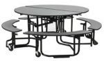 Cafeteria Tables KI Folding Cafeteria Table w/bench 60" Round