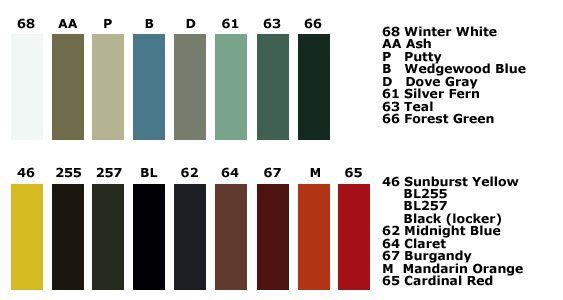 Locker Color Charts Lyon Color Chart